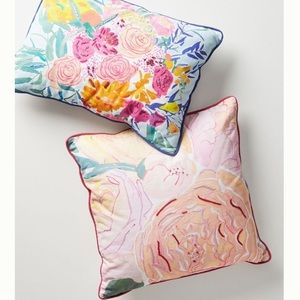 NWT Anthropologie Paint + Petals Pillow